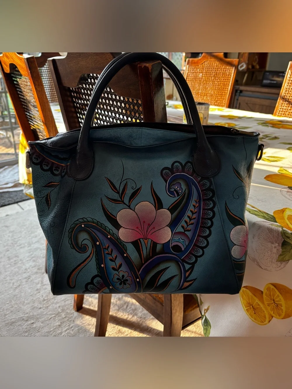 Anna by Anischka Genuine Leather Large Slouch Tote Bag